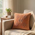 Sabra Handmade Cotton Cushion Cover 18x18 Inch | Boho Pillow Cover | Moroccan Tribal Geometric Throw Pillow | Rustic Handmade Home Decor