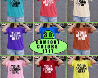 Paquete de maquetas PNG de Comfort Colors 1717 / Maquetas de camisetas de 30 colores / Modelo de estilo urbano / Descarga instantánea