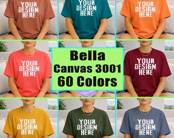 60x Bella Canvas 3001 Mockup Bundle T-shirt Mockup Bundle 3001 Bella Canvas Bundle Model Shirt Mockup Best Print on Demand T-shirt Mockups