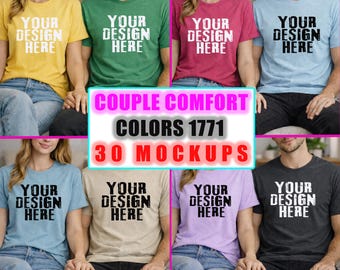 Paquete de maquetas Comfort Colors 1717 / Maquetas de camisetas para parejas, camisetas unisex, descarga digital