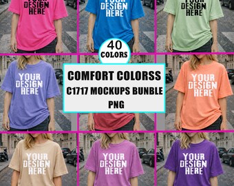 Paquete de maquetas de camisetas Comfort Colors 1717 / 40 colores / Maquetas de camisetas unisex de gran tamaño / Ropa de estilo urbano PNG