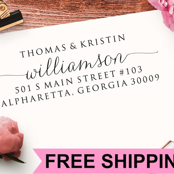 Return Address Stamp, Self Inking Address Stamp, Calligraphy Address Stamp, Wedding Address Stamp, Personalized Address Stamp TJCP2770