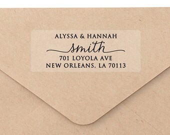 Clear Return Address Label Sheets:  Custom Printed Personalized Stickers Script Font, 4 Lines