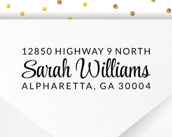 Address Stamp or Labels Custom Personalized Self Ink Return Address Stamper or Address Stickers, Contemporary Calligraphy Script LTOSS2770