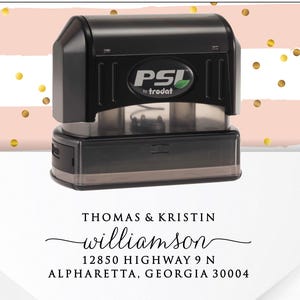 Sello o etiquetas de dirección de retorno, sello autoentintable, sello de boda de caligrafía, sello personalizado