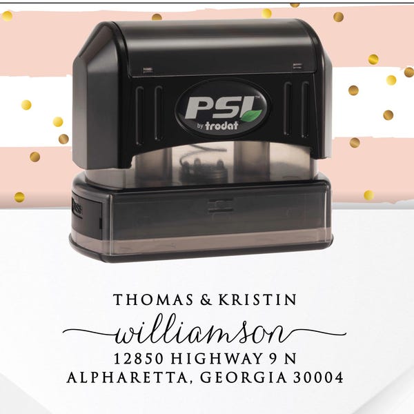 Sello o etiquetas de dirección de retorno, sello autoentintable, sello de boda de caligrafía, sello personalizado