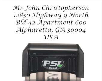 Personalized Self-Inking Return Address Stamp: Simple Calligraphy, 5 Lines
