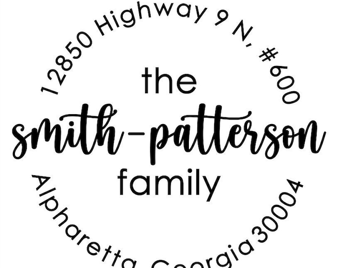 Personalized Round Self-inking Monogram Address Stamp and Ink With Name ...