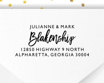 Personalized Self Inking Return Address Stamp or Labels: Brush Script