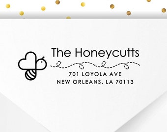 Honey Bee Address Stamp, Custom Self Inking Return Address Stamper or  Labels