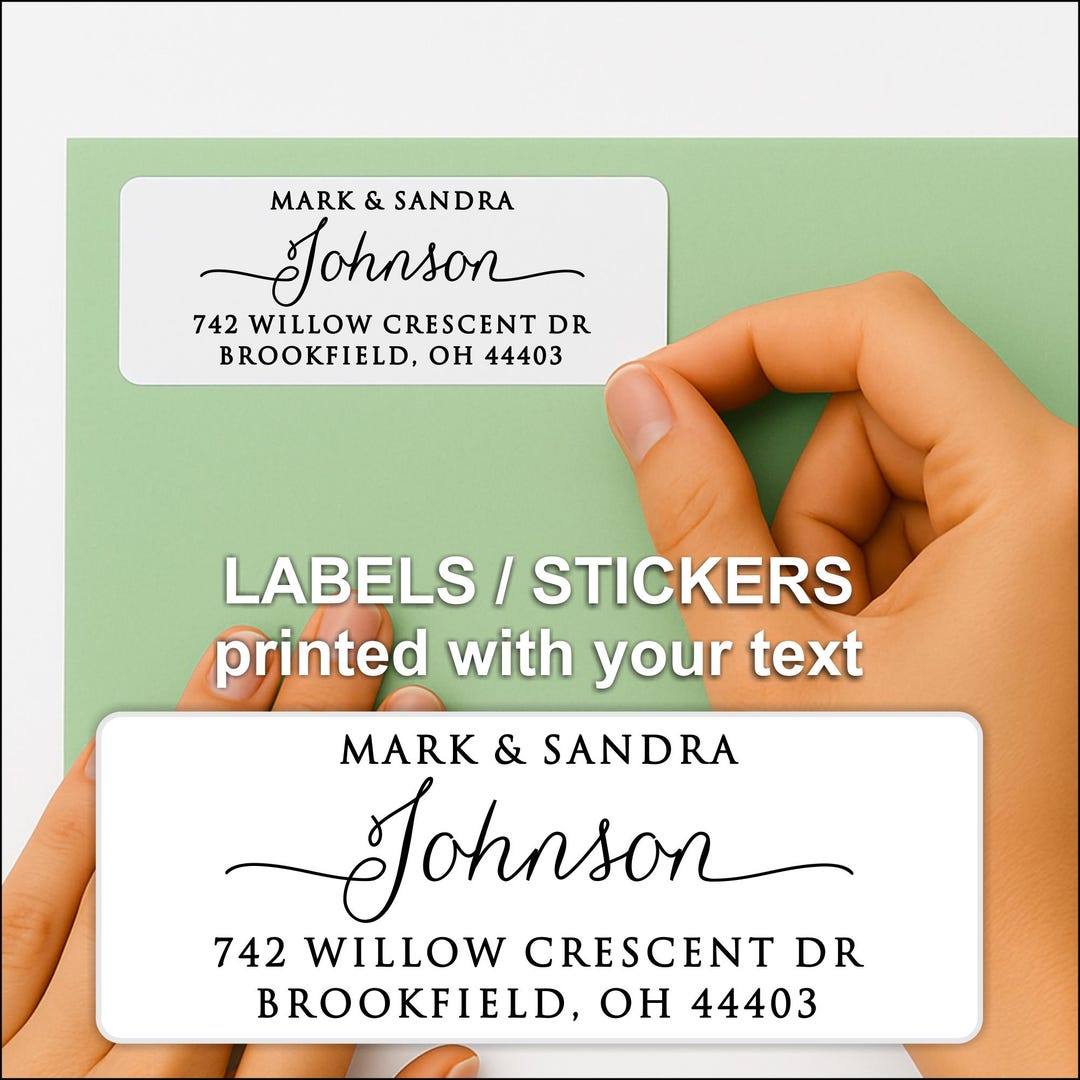 Custom Printed Return Address Labels Personalized, White Peel and Stick ...