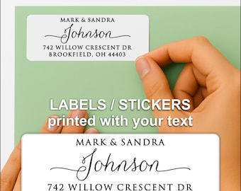 Custom Printed Return Address Labels Personalized, White Peel and Stick | Wedding, Holiday