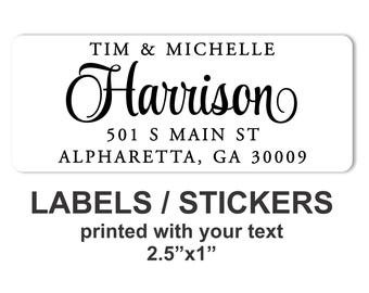 Address Labels Pre-Printed with Your Name, Return Address. Custom Personalized Stickers