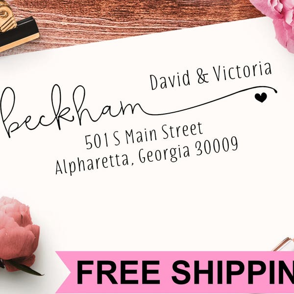 Personalized Heart Self Inking Return Address Stamp or Labels