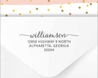 Custom Address Stamp, Self Inking Rubber Stamper pre-inked with black ink or Return Address Label Stickers - Wedding Invitations, Business