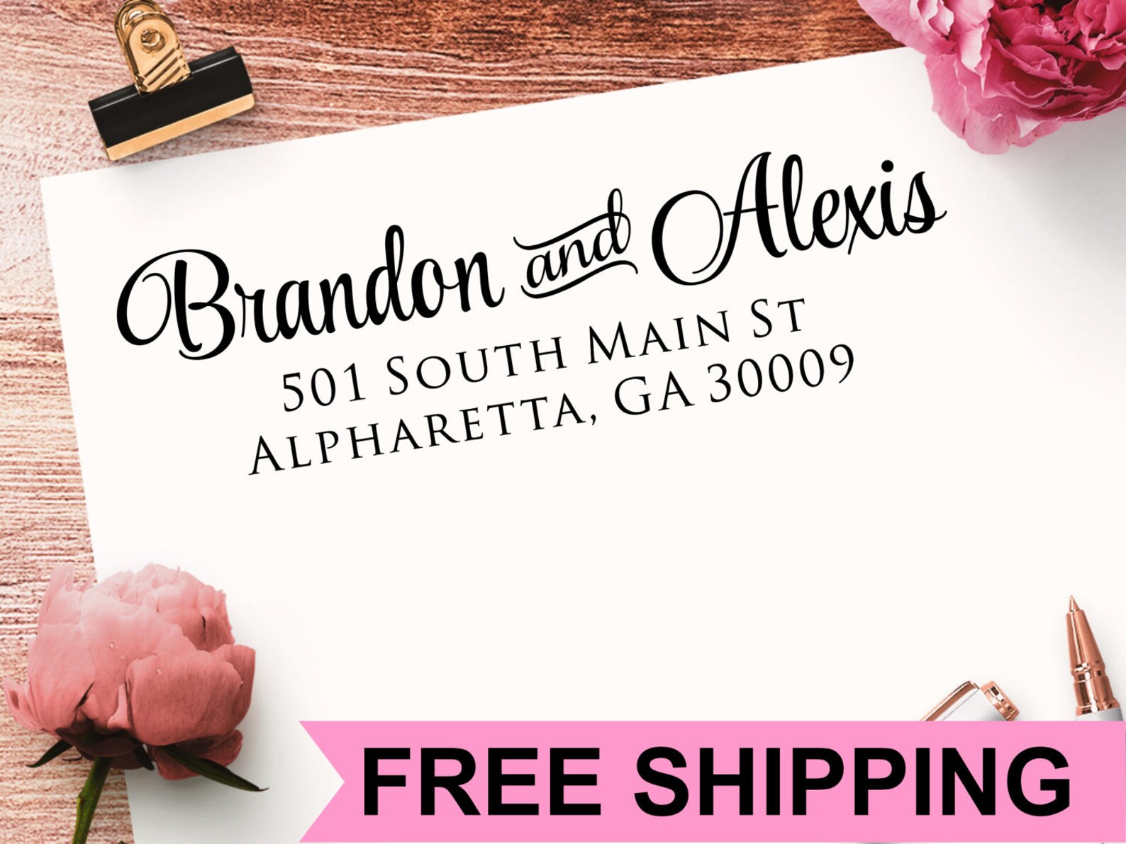Address Stamp With 2 Names, Self Inking Stamper or Return Address ...
