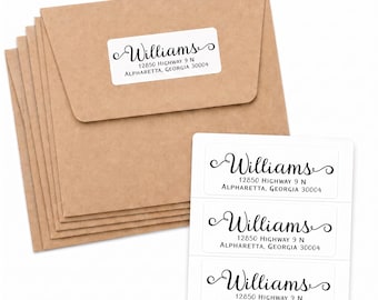 Custom Return Address Labels: Personalized Stationery Stickers Curly Script