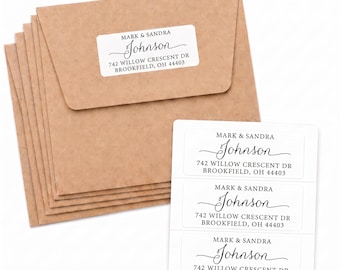 Custom Printed Return Address Labels Personalized, White Peel and Stick | Wedding, Holiday