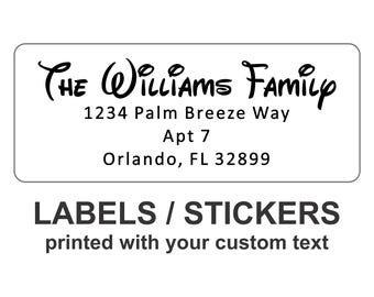 Address Labels - Custom Pre-Printed Stickers with your Name and Return Address - Magical Mouse Font