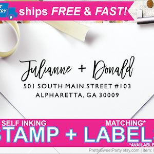 Return Address Stamp Self Ink, Custom Address Stamp, Wedding Stamp, Return Address Labels, Calligraphy Address Stamp, Custom Stamp MDNA2770