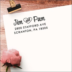 Custom Return Address Stamp or Labels: Self-Inking with Heart Design