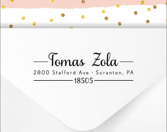 Carimbo de endereço de retorno autoentintado personalizado: papelaria e etiquetas personalizadas