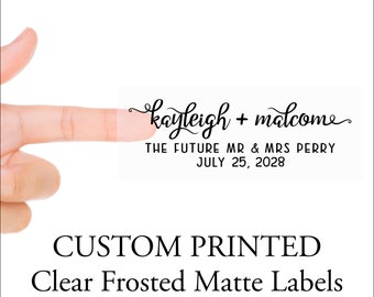 CLEAR Return Address Labels - Mailing Stickers,  Wedding Stickers,  Frosted Matte Transparent Custom Printed Return Address Label Sheets