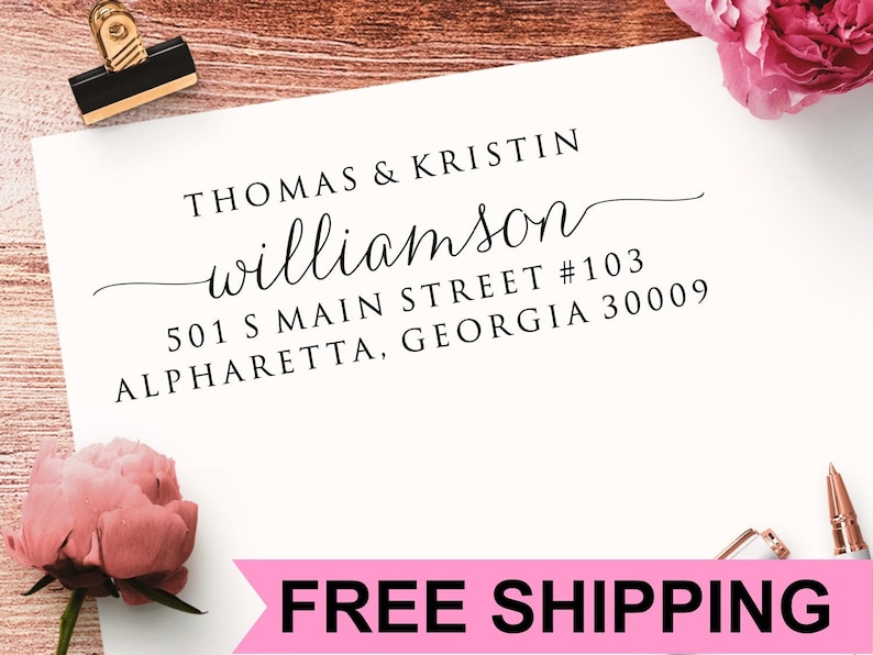 Return Address Stamp, Self Inking Address Stamp, Calligraphy Address Stamp, Wedding Address Stamp, Personalized Address Stamp TJCP2770 image 1