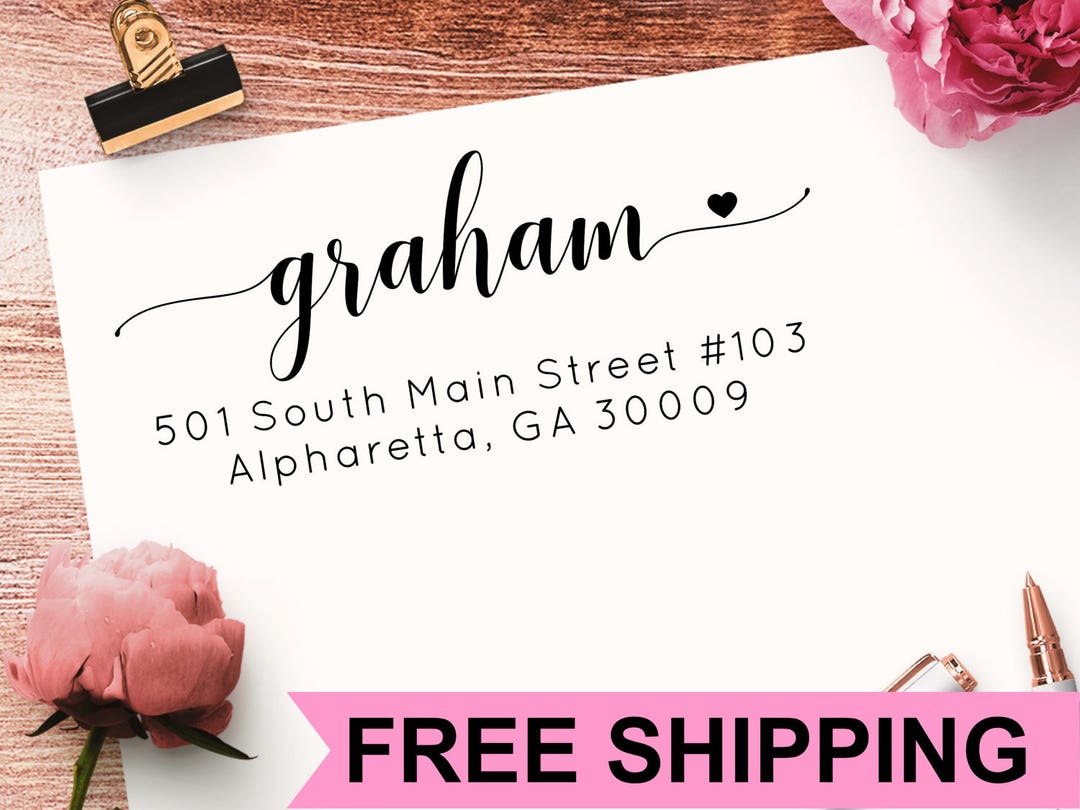 Customizable Script Font Return Address Stamp Custom Self Inking Return Address Stamp: Lowercase Script Font - Etsy