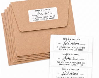 Personalized Return Address Labels, White Mailing Stickers | Wedding, Baby Shower, Holiday Cards
