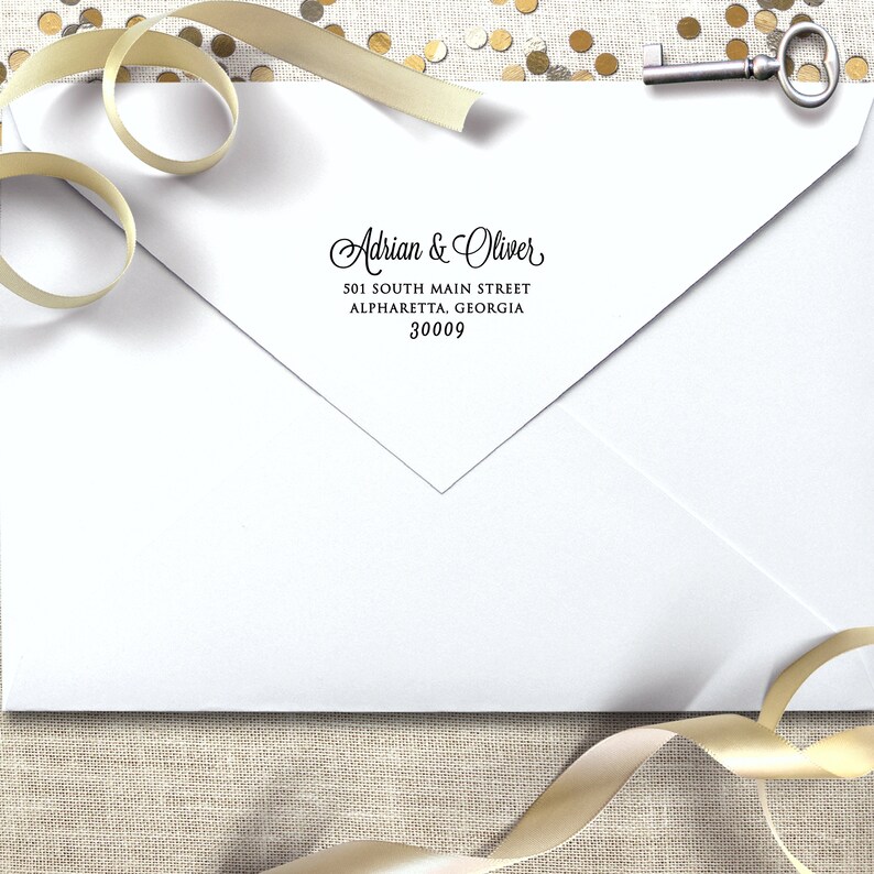 Customizable Script Font Return Address Stamp Custom Return Address Stamp or Labels Stickers: Script Font, Self ...
