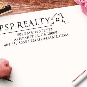 Custom Stamp or Labels for Real Estate Agent, Mortgage Broker, Home Builder, Construction Business - Self Inking Address Stamp or Labels