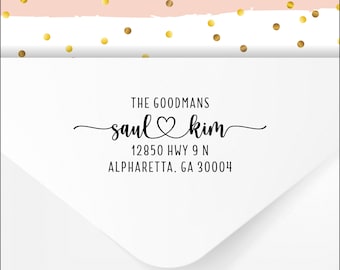 Cursive Script Self-Inking Address Stamp: Custom Wedding Stamp or Labels