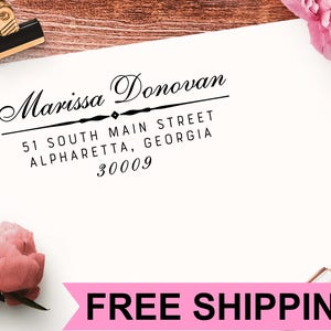 Aangepaste adresstempel - Zelfinktende - Retouradresstempel - Pre - Inked Wedding Stamper met zwarte inkt MSK2770