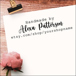Timbro del negozio Etsy, timbro aziendale personalizzato o etichette aziendali, fatto a mano da timbro, timbro del sito Web, realizzato con amore, timbro per l'artigianato, sito Web