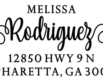 Personalized Calligraphy Return Address Stamp or Labels: Self Inking, Wedding Invitation