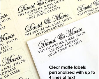 Clear Matte Return Address Labels, Personalized Transparent Address Stickers, Custom Mailing Labels for Envelopes, Wedding Invitations