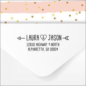 Self Inking Return Address Stamp or Custom Printed Return Address Labels, Rustic Custom Rubber Stamp for Wedding Invitation Envelopes, Arrow