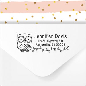Owl Self Inking Return Address Stamp or Labels - Custom Personalized Rubber Stamper or Labels - Wedding Invitations, Teachers, Business Mail
