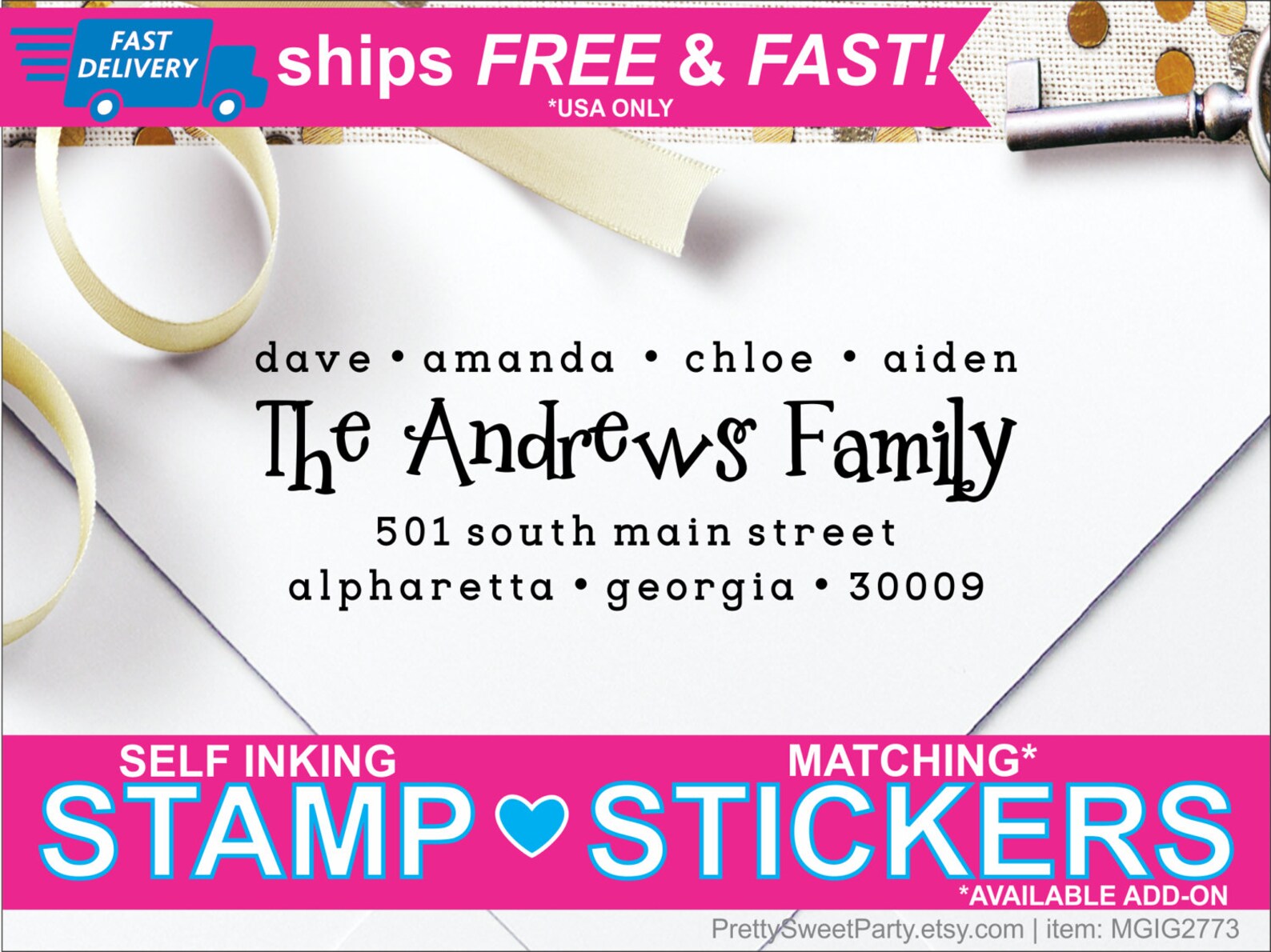 Creating Address Labels For Family Personalized Family Return Address Stamp or Labels Stickers: Whimsical ...