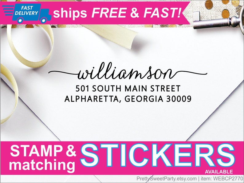 Personalized Custom Self Inking Return Address Stamp - Fast Free Shipping - Wedding Stamp - WEBCP2770 