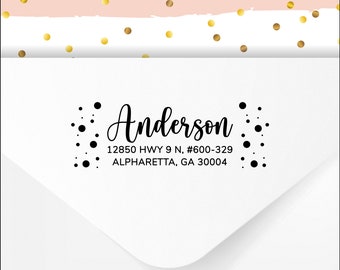 paper with dotted lines for writing Address Stamp or Return Address Labels - Custom Address Stamp - Calligraphy Stamp - Wedding Stamp - Dots - Whimsical Return Address Stamper