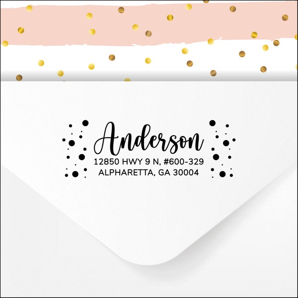 primary writing paper with dotted lines Address Stamp or Return Address Labels - Custom Address Stamp - Calligraphy Stamp - Wedding Stamp - Dots - Whimsical Return Address Stamper