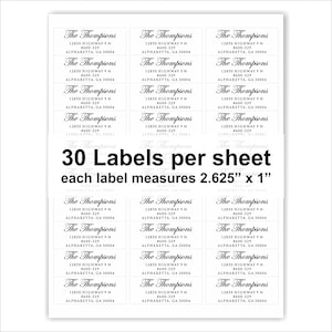 CLEAR Address Labels Mailing Stickers, Frosted Transparent Custom Printed Return Address Label Sheets Edwardian Script, Wedding image 6