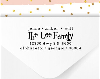 Whimsical Family Custom Self Inking Return Address Stamp or Return Address Labels - for invitations, Christmas holiday greeting cards