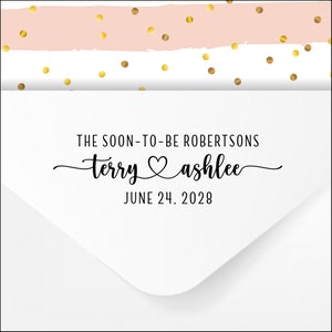 Em breve será o selo Sr. e Sra. com data do casamento ou texto personalizado - Para etiquetas, mangas de café - Carimbo de casamento personalizado, Futuro Sr. e Sra., Autotinta