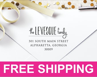 Personalized Family Name Self-Inking Address Stamp or Labels Stickers