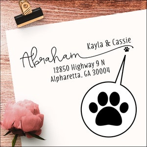 Dog Paw zelfinktende retouradresstempel of retouradreslabels - cadeau voor hondenliefhebber, gepersonaliseerde aangepaste stempel of stickers
