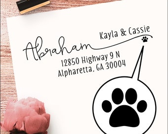 Dog Paw Self Inking Return Address Stamp or Return Address Labels - Gift for Dog Lover, Personalized Custom Stamper or Stickers