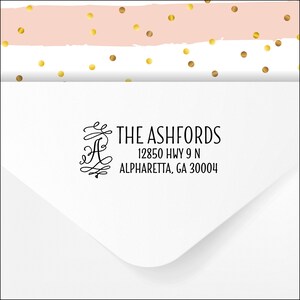 Monogram Custom Self Inking Address Stamp or Return Address Label Stickers - Rubber Stamp Mailing Labels Personalized